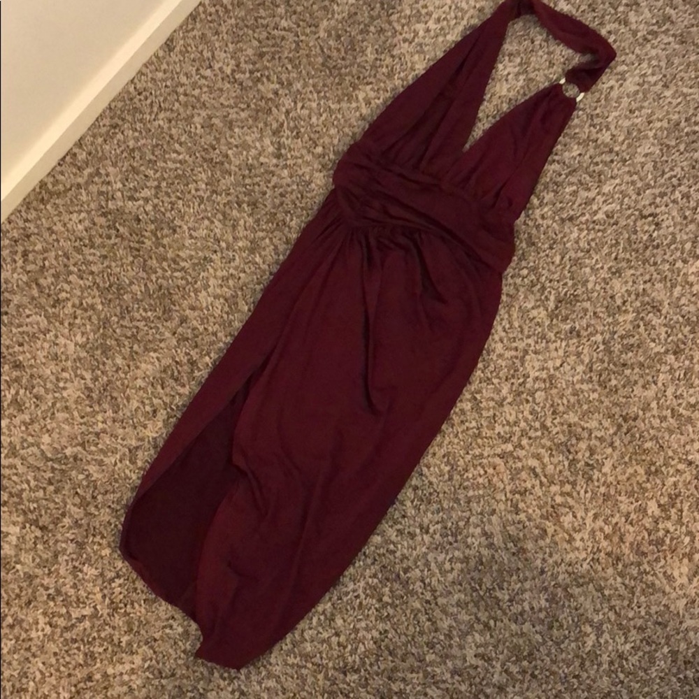 Maroon midi halter dress